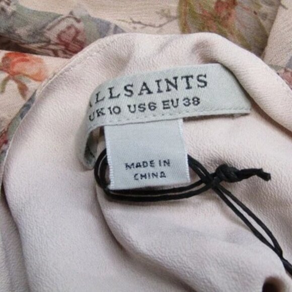 NEW ALLSAINTS Womens Midi Dress Clay Pink Size 6 Brea Cascade V-Neck Ruffled - Picture 3 of 10